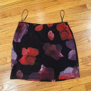 Princess Polly Black and Red Floral Mini Skirt